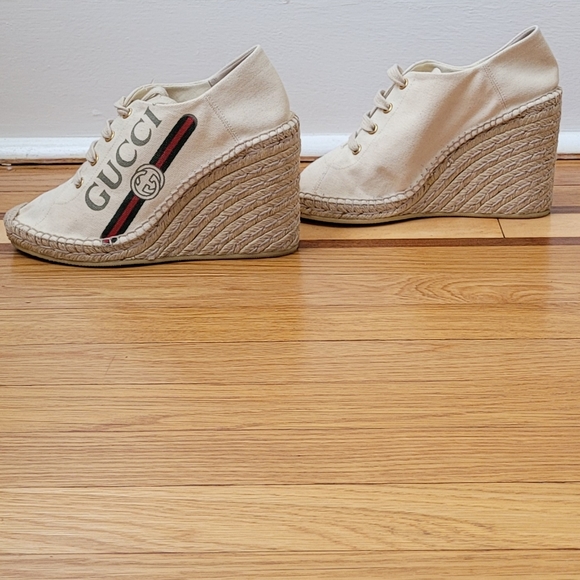 GUCCI WEDGE ESPADRILLE PLATFORM SNEAKERS - Picture 3 of 9